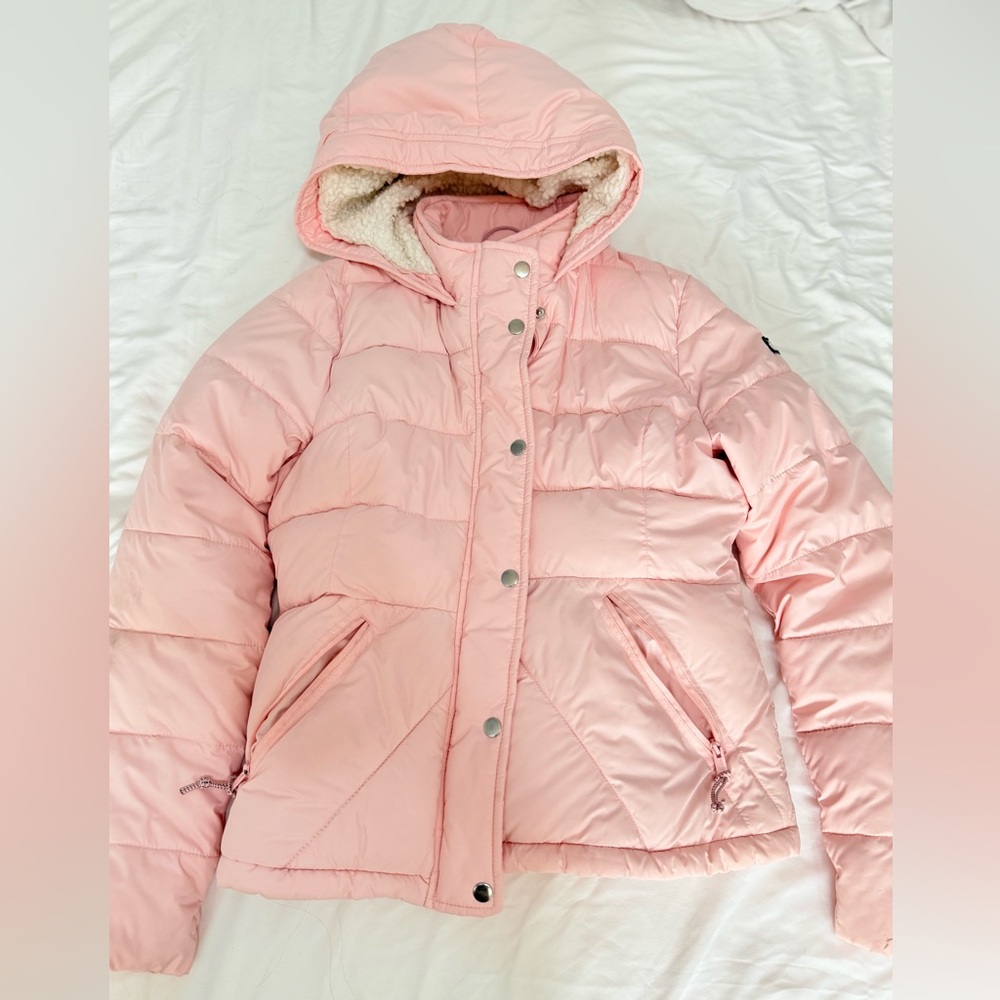 Hollister Pink Puffer Jacket with Hood